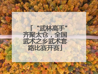 “武林高手”齐聚太仓，全国武术之乡武术套路比赛开赛