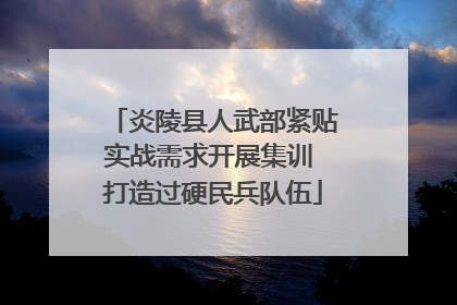 炎陵县人武部紧贴实战需求开展集训 打造过硬民兵队伍