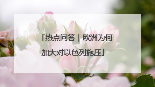 热点问答｜欧洲为何加大对以色列施压