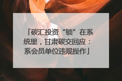 碳汇投资“锁”在系统里，甘肃碳交回应：系会员单位违规操作