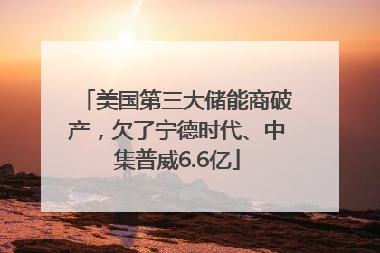 美国第三大储能商破产，欠了宁德时代、中集普威6.6亿