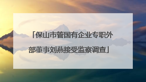 保山市管国有企业专职外部董事刘燕接受监察调查