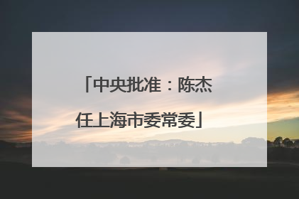 中央批准：陈杰任上海市委常委
