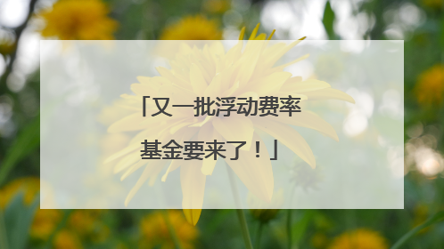 又一批浮动费率基金要来了！