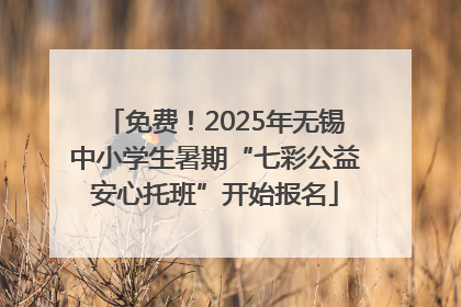免费！2025年无锡中小学生暑期“七彩公益安心托班”开始报名