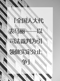 全国人大代表马丽——以司法裁判为引领做实定分止争
