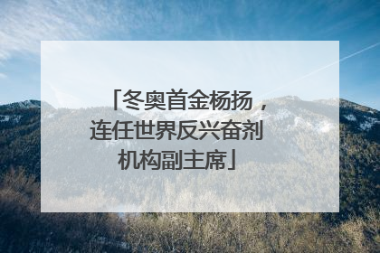 冬奥首金杨扬，连任世界反兴奋剂机构副主席
