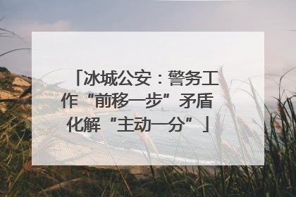 冰城公安：警务工作“前移一步”矛盾化解“主动一分”