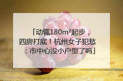 动辄180m²起步，四房打底！杭州女子犯愁：市中心没小户型了吗