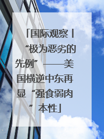 国际观察丨“极为恶劣的先例”——美国横逆中东再显“强食弱肉”本性