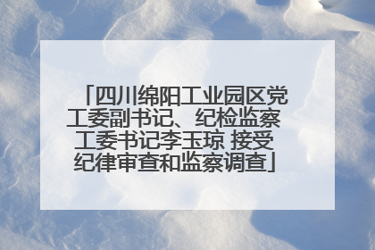 四川绵阳工业园区党工委副书记、纪检监察工委书记李玉琼 接受纪律审查和监察调查