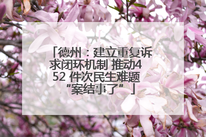 德州：建立重复诉求闭环机制 推动452 件次民生难题 “案结事了”
