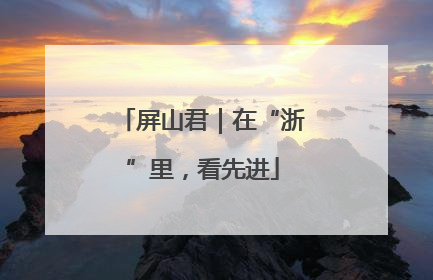 屏山君｜在“浙”里，看先进