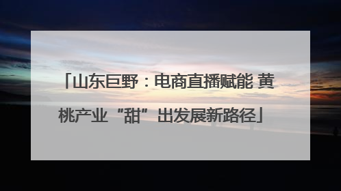 山东巨野：电商直播赋能 黄桃产业“甜”出发展新路径