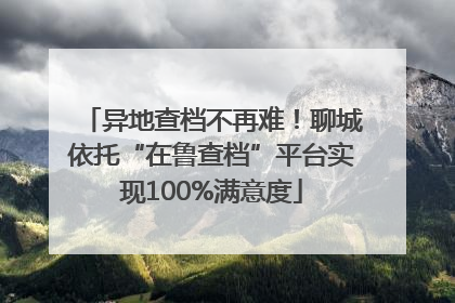 异地查档不再难！聊城依托“在鲁查档”平台实现100%满意度