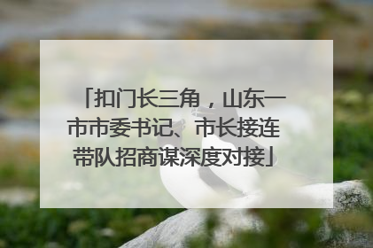 扣门长三角，山东一市市委书记、市长接连带队招商谋深度对接