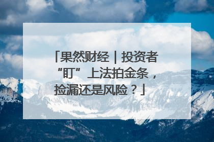 果然财经｜投资者“盯”上法拍金条，捡漏还是风险？