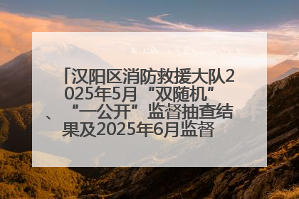 汉阳区消防救援大队2025年5月“双随机”、“一公开”监督抽查结果及2025年6月监督抽查任务公示