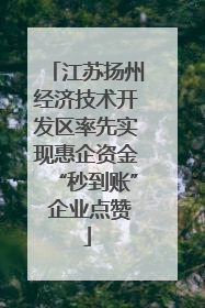 江苏扬州经济技术开发区率先实现惠企资金“秒到账” 企业点赞