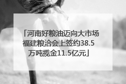河南好粮油迈向大市场 福建粮洽会上签约38.5万吨揽金11.5亿元
