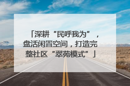 深耕“民呼我为”，盘活闲置空间，打造完整社区“翠苑模式”