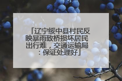 辽宁绥中县村民反映暴雨致桥损坏居民出行难，交通运输局：保证处理好