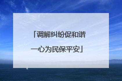 调解纠纷促和谐 一心为民保平安