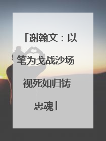 谢翰文：以笔为戈战沙场 视死如归铸忠魂