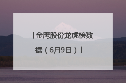 金鹰股份龙虎榜数据（6月9日）