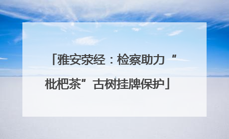雅安荥经：检察助力“枇杷茶”古树挂牌保护