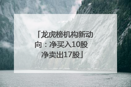 龙虎榜机构新动向：净买入10股 净卖出17股