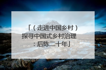 （走进中国乡村）探寻中国式乡村治理：后陈二十年