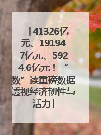 41326亿元、191947亿元、5924.6亿元！“数”读重磅数据透视经济韧性与活力